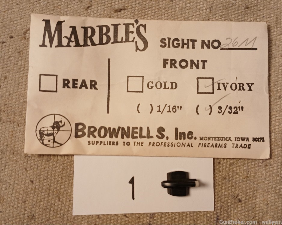 Marbles Front Sight 26M Ivory tip rifle new old stock Brownells (#1)-img-0