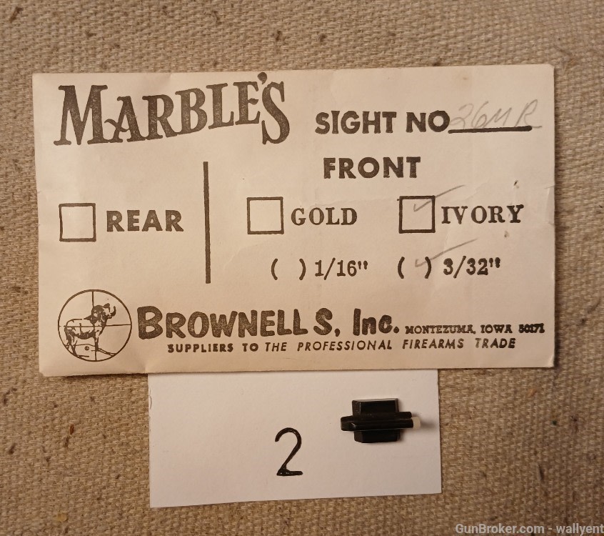 Marbles Front Sight 26MR Ivory tip new old stock rifle Brownells (#2)-img-0