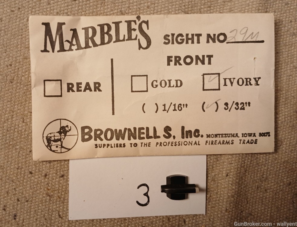 Marbles Front Sight 29M Ivory tip new old stock rifle Brownells (#3)-img-0