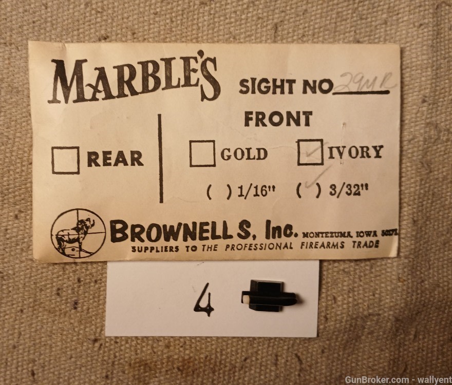 Marbles Front Sight 29MR Ivory tip new old stock rifle Brownells (#4)-img-0