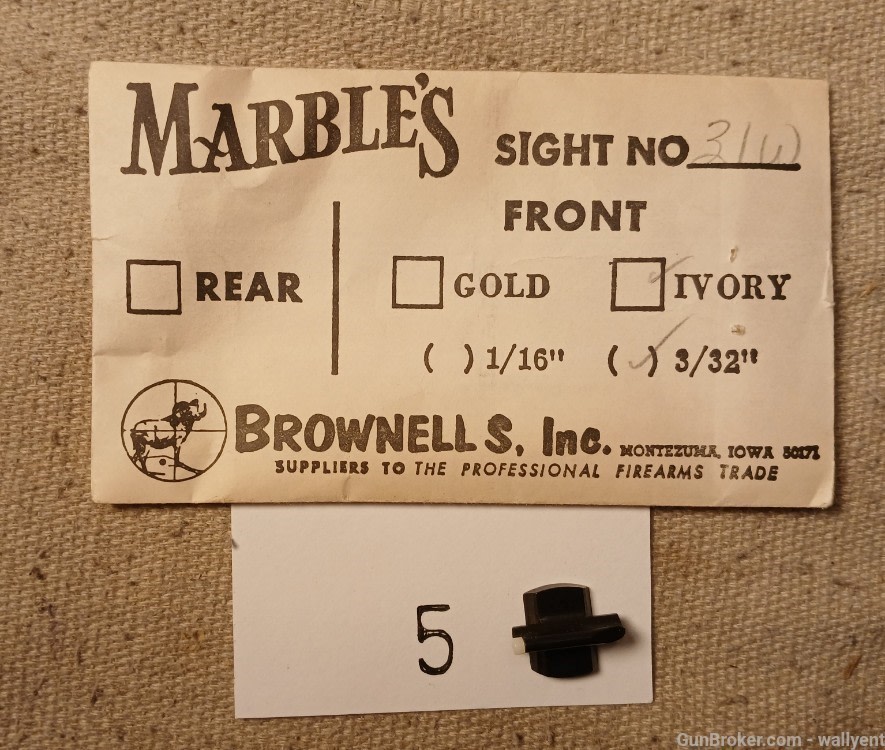 Marbles Front Sight 31W Ivory tip new old stock rifle Brownells (#5)-img-0