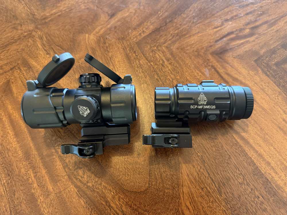 UTG 4.2" ITA RED/GREEN CQB DOT SIGHT + 3X MAGNIFIER COMBO – QD -img-0