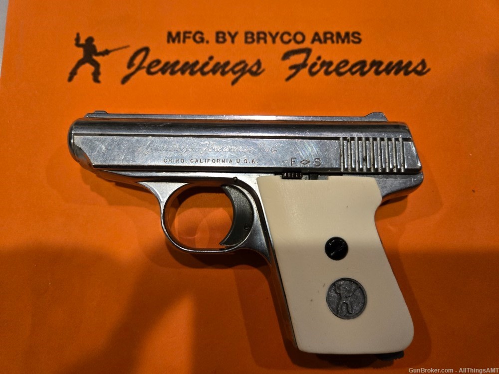 Bryco Arms Jennings J22 J25 22 25 New faux bone/ivory Wood Grips with meds-img-8