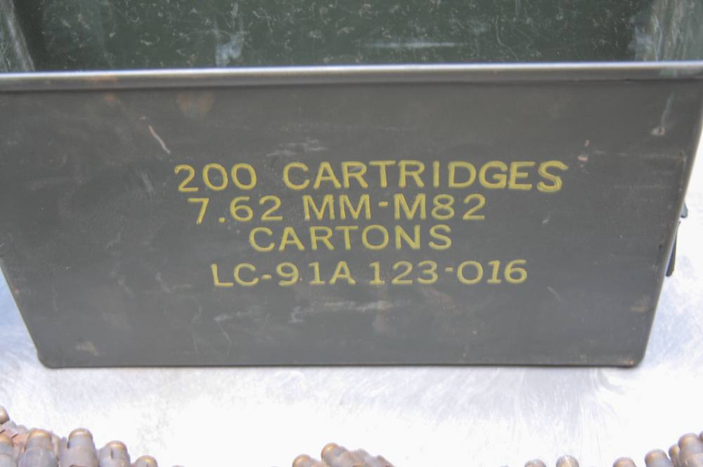 .30-06 LAKE CITY BLANKS USGI LINKED ON 1919 BELT 200 ROUNDS IN AMMO CAN-img-1