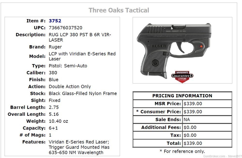 In Stock - RUGER LCP 380 PST B 6 ROUND with INTEGRAL VIRIDIAN-LASER-img-6