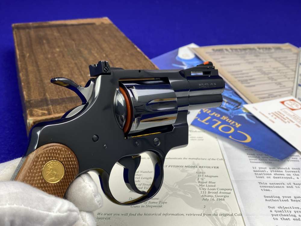 *MINT* 1968 Colt Python Royal Blue .357Mag 2.5" -COVETED EARLY 2.5" PYTHON--img-13