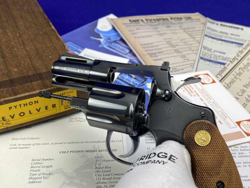 *MINT* 1968 Colt Python Royal Blue .357Mag 2.5" -COVETED EARLY 2.5" PYTHON--img-35