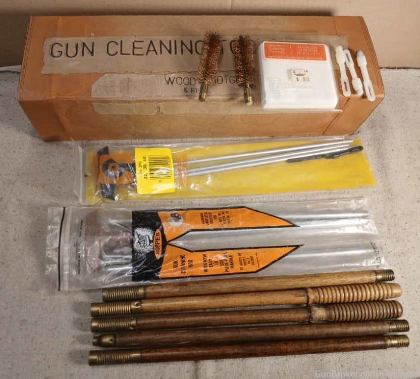 Wood Shotgun Rifle Cleaning Rods Kits Brushes Tools vintage-img-1
