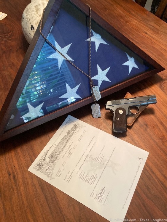 Colt M1903 .32 Pistol Blue Sold to Japan 1937 WW2 Martial Arm Colt Letter-img-0