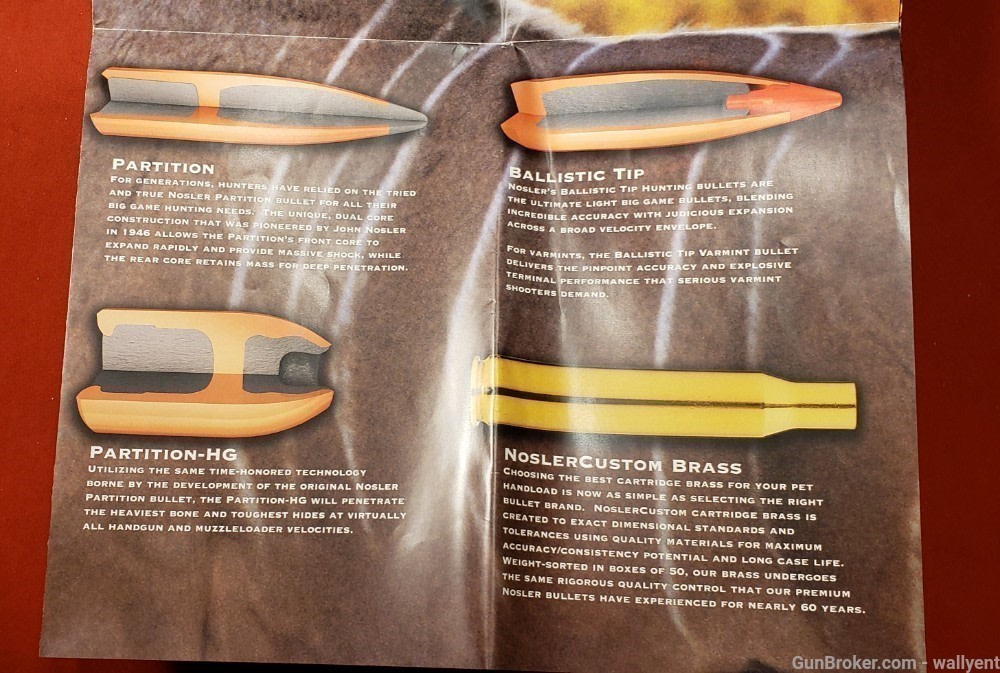 Nosler Bullet Chart for Sportsman Fold-Out Reloading  Information Brass #M7-img-4