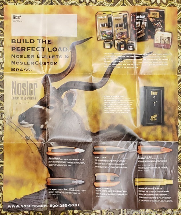 Nosler Bullet Chart for Sportsman Fold-Out Reloading  Information Brass #M7-img-5