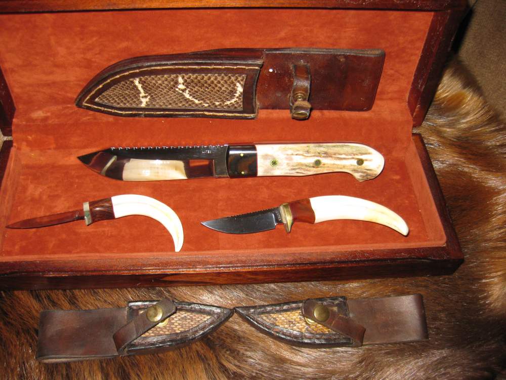 Vintage Bob Lutes set of knives never used Skinner/Capers Musk ox/Warthog !-img-2