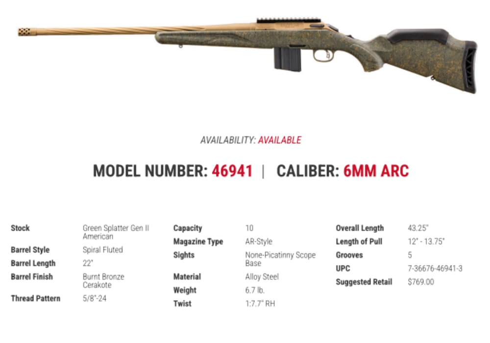 Ruger American Gen II Rifle Predator - 6mm ARC - 10+1 - 22" - Bronze/Green -img-1