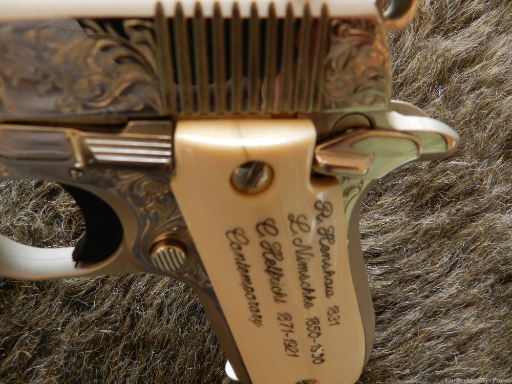 Colt Government Model 380 Auto 3" Nickel Engraving Sampler NIB-img-1