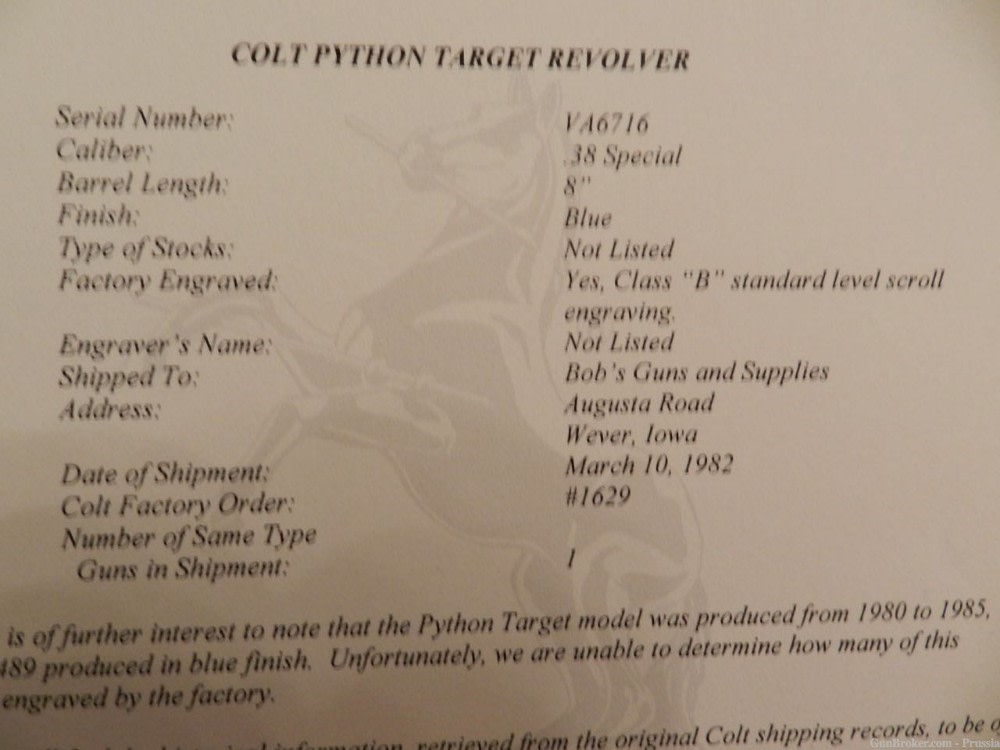 Colt Python Target 38 Spl 8" Blue Factory B Engraved NIB-img-17