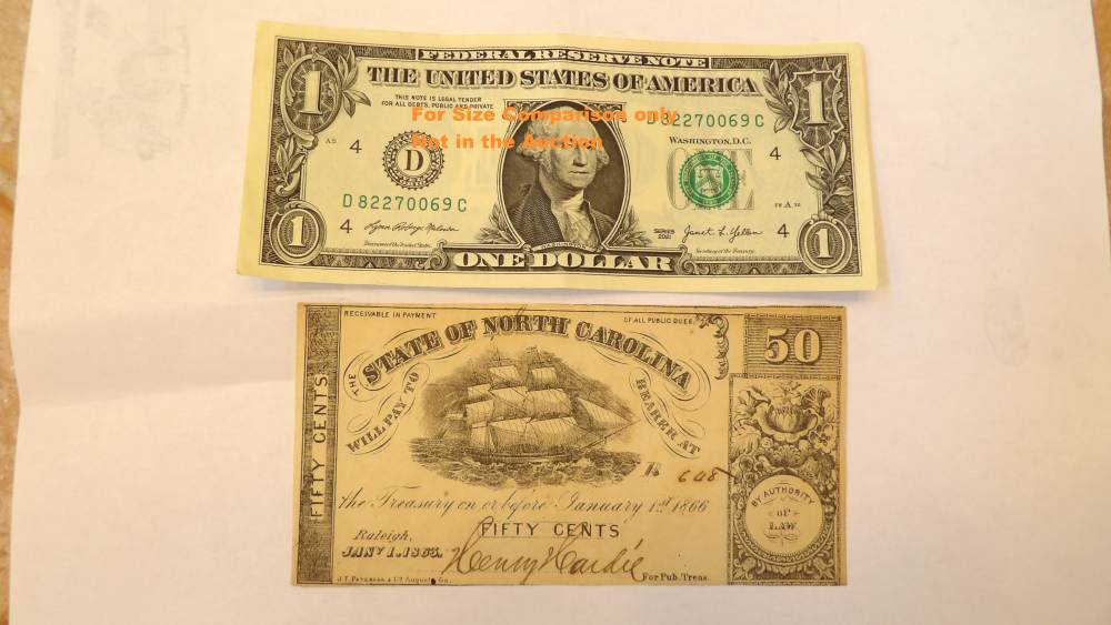 1863 North Carolina 50 Cent Treasury Note  Confederate Civil War Funding -img-1