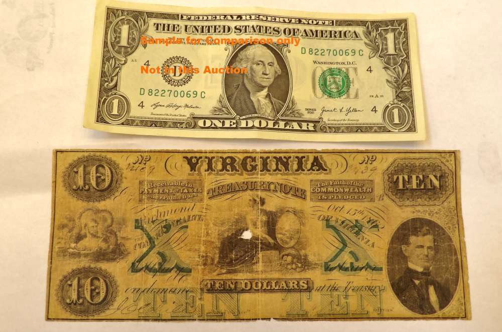1862 Richmond Virginia $10  Treasury Note Confederate Civil War  -img-8