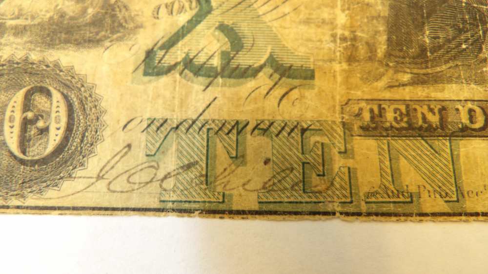 1862 Richmond Virginia $10  Treasury Note Confederate Civil War  -img-3
