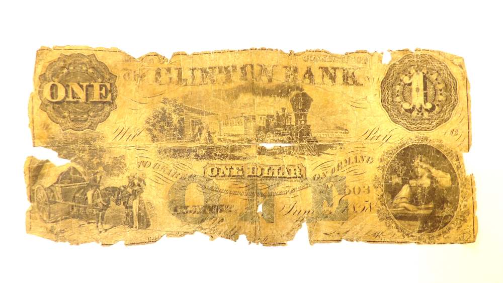 Very Early 1858 Clinton CT.  $1.00 Bank Note Pre Civil War  -img-0