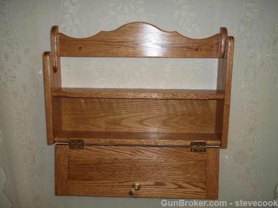 Wooden Gun Rack w/ Locking Storage Golden Oak-img-3