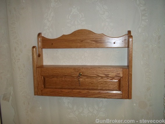 Wooden Gun Rack w/ Locking Storage Golden Oak-img-5