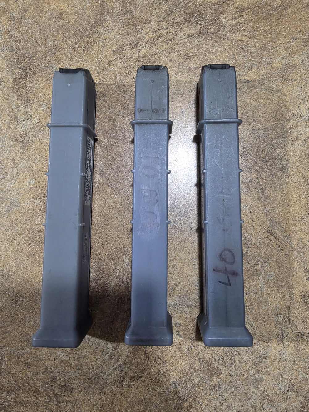 (3) HK MP5 .40 S&W & 10mm 30 rd Blue/Gray OEM magazines-img-2