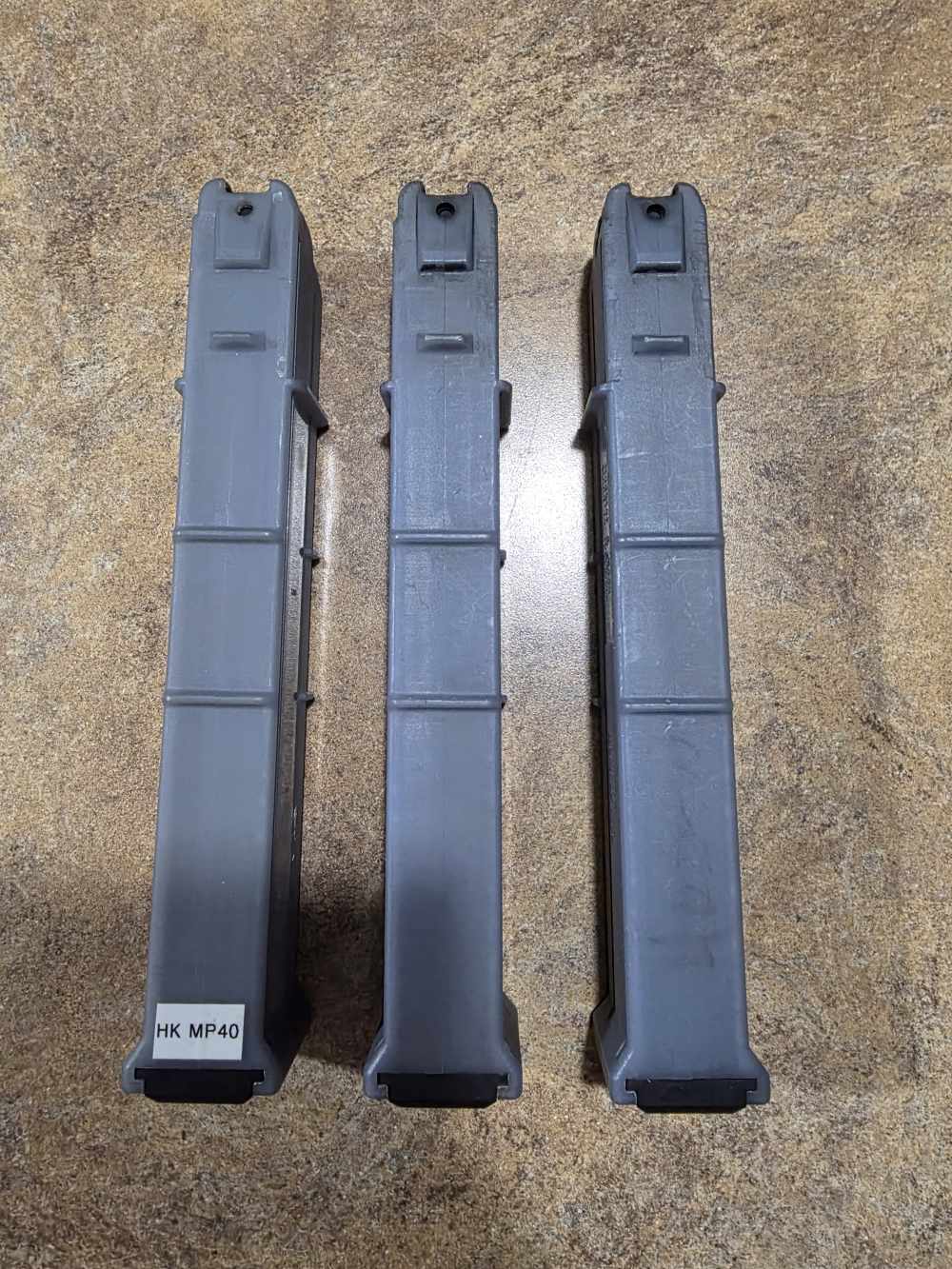 (3) HK MP5 .40 S&W & 10mm 30 rd Blue/Gray OEM magazines-img-3