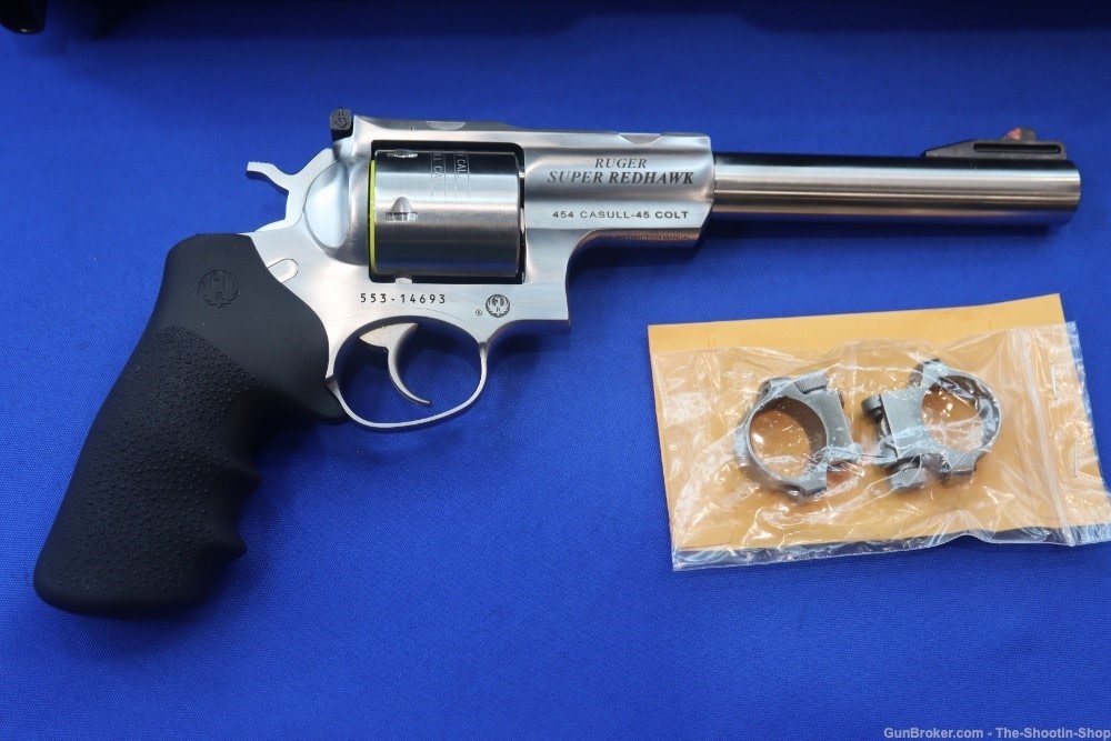 Ruger SUPER REDHAWK Revolver 454 CASULL 7.5" Stainless 6RD w/ Rings 05505-img-1