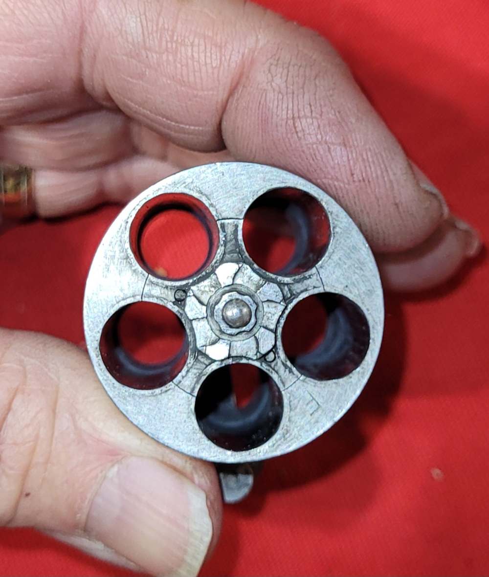 S&W J frame cylinder stainless 38 SPec with extractor and yoke parts-img-2