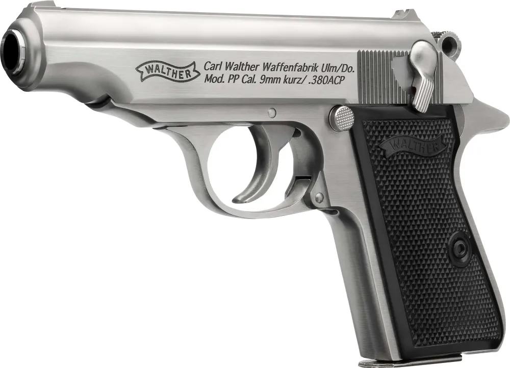 WALTHER PP STAINLESS Compact Pistol 380 ACP Low-Profile Sights Metal Frame-img-2