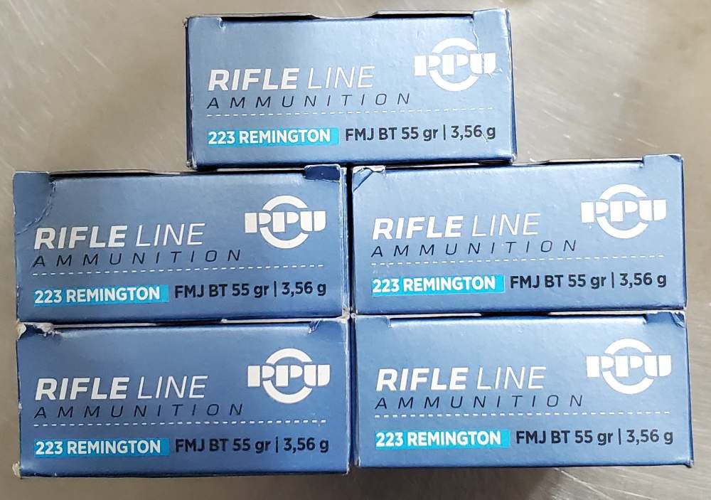100 Rounds of PPU .223 REM 55 GR FMJ BT-img-0