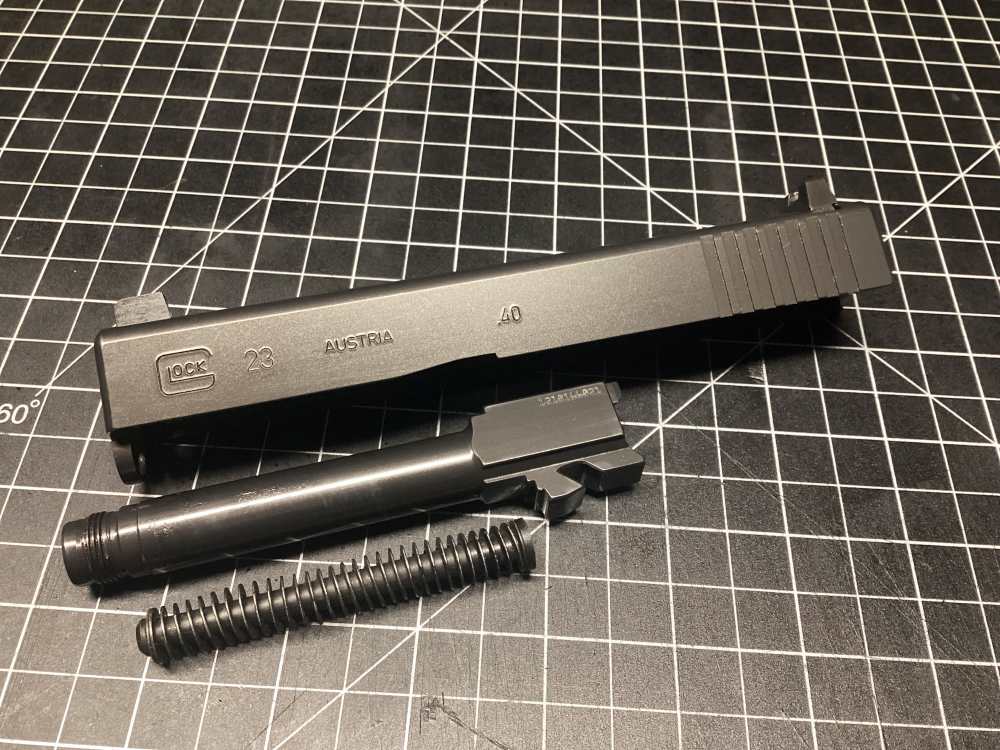 RARE GLOCK 23 TB GEN 3 COMPLETE SLIDE ASSEMBLY W/ FACTORY THREADED BARREL-img-0