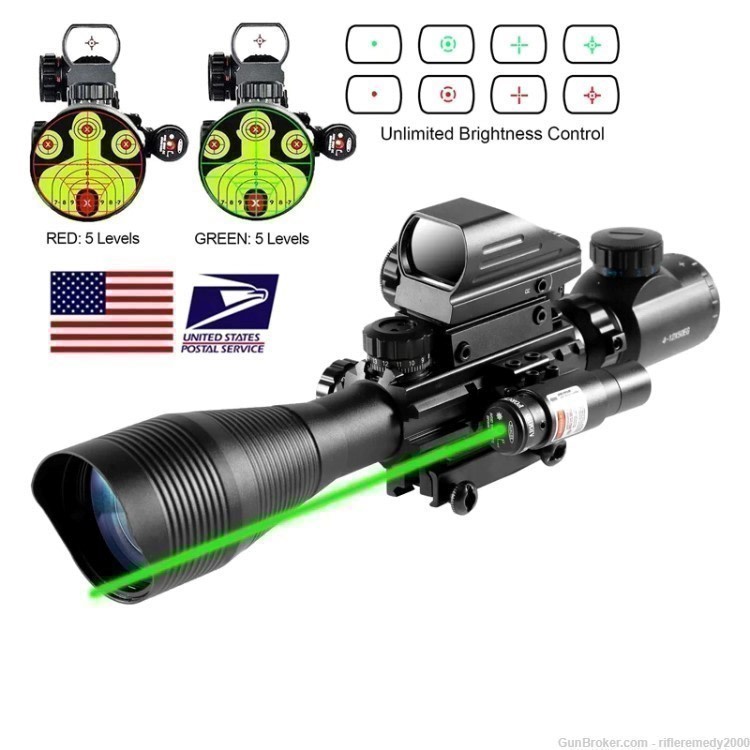 4-12X50 Illuminated Rifle Scope Red Dot Sight Laser-img-6