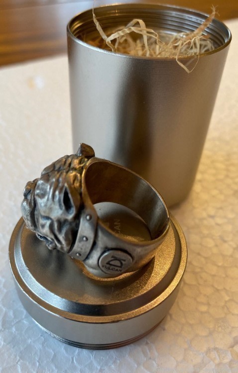 Bulldog Sterling Silver Ring, Hand Made, With Moving Tongue, Brand New-img-1