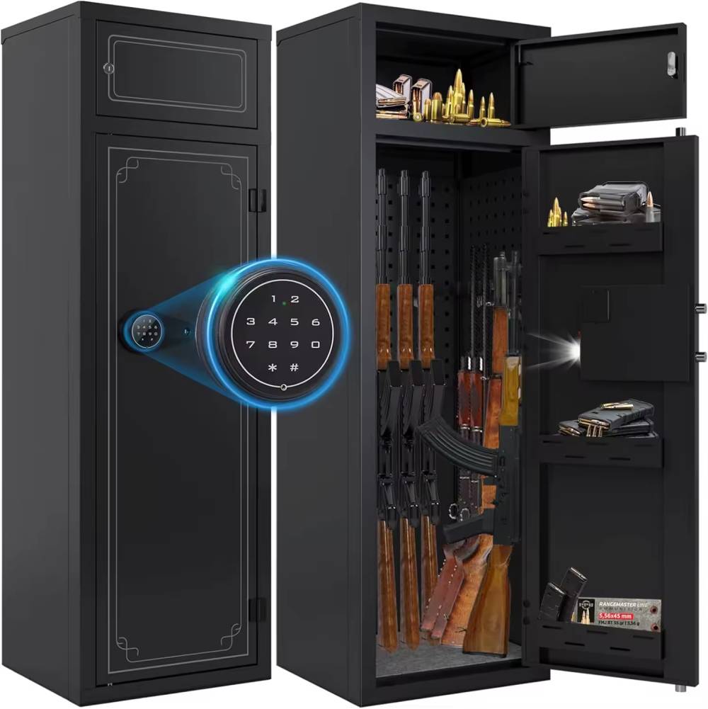 Large Gun Safe w/Top Compartment + Dual Entry/Alarm 57"x18"x15" G31-img-0