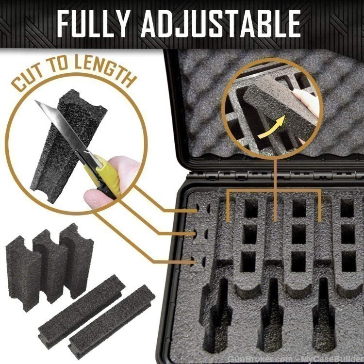3 Pistol 12 Magazine + Acc. Storage DORO Waterproof Pistol Case Black Foam-img-5