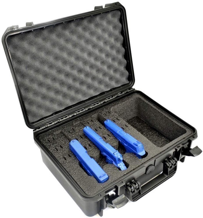 3 Pistol 12 Magazine + Acc. Storage DORO Waterproof Pistol Case Black Foam-img-0