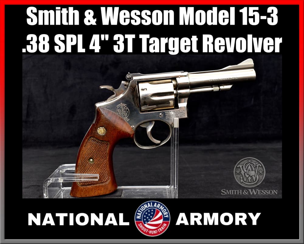 1971 Smith & Wesson Model 15-3 .38 SPL Nickel S&W 3T-img-0