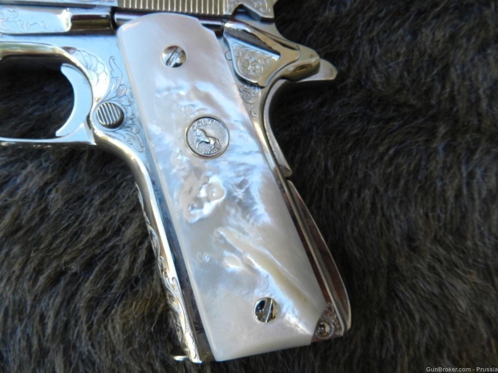 Colt Govt Mdl 9MM Steyr 5" Nickel Factory Master Engraved NIB-img-23