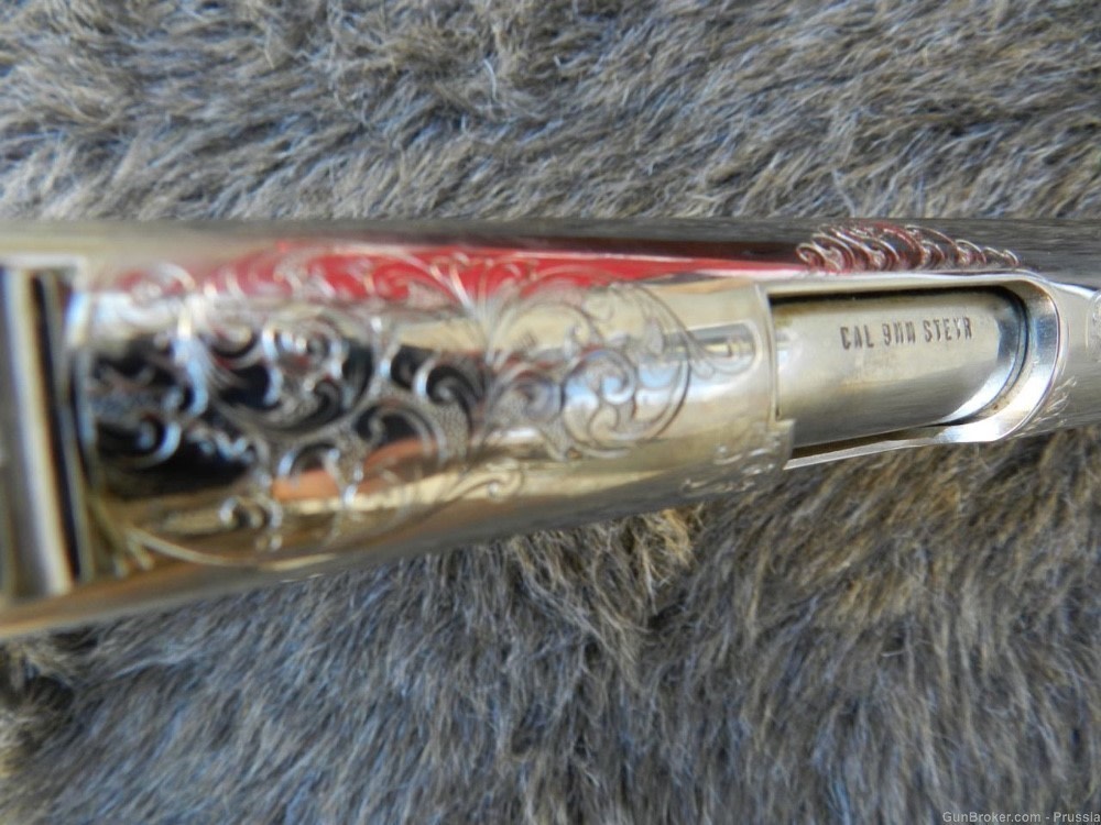 Colt Govt Mdl 9MM Steyr 5" Nickel Factory Master Engraved NIB-img-2