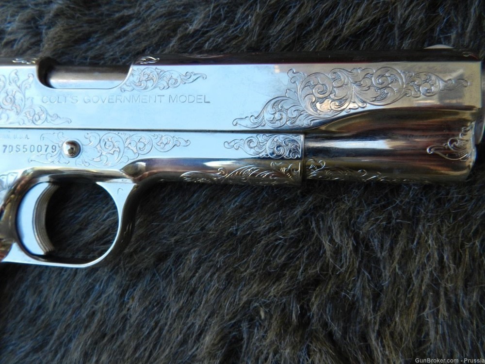 Colt Govt Mdl 9MM Steyr 5" Nickel Factory Master Engraved NIB-img-21