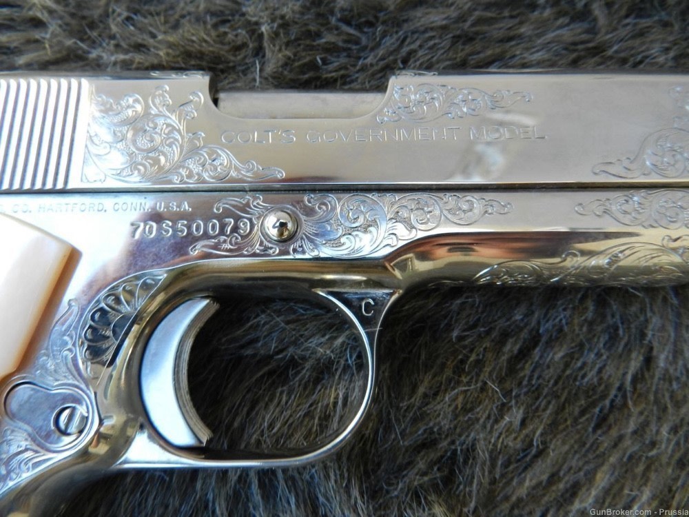 Colt Govt Mdl 9MM Steyr 5" Nickel Factory Master Engraved NIB-img-1
