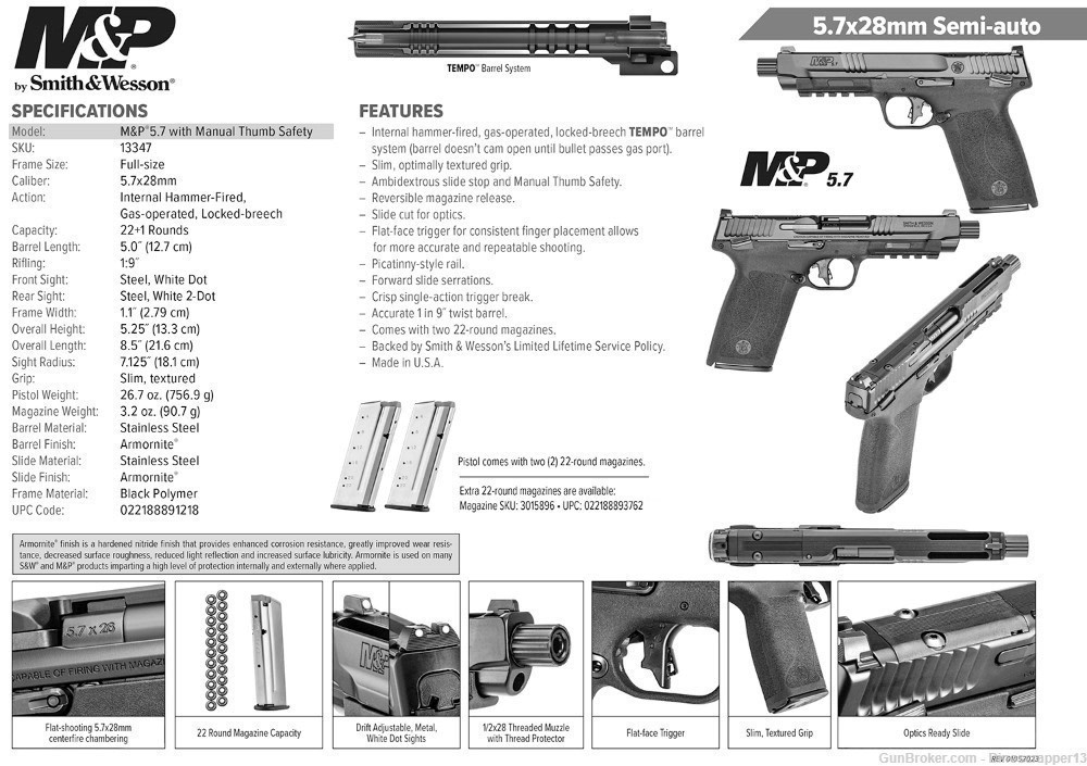 S&W M&P 5.7 22 + 1 NO CC FEES-img-1