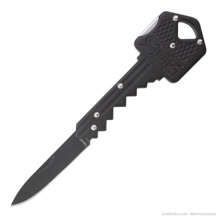 SOG Folding Key Knife 1.5 Plain Drop Point Black-img-1