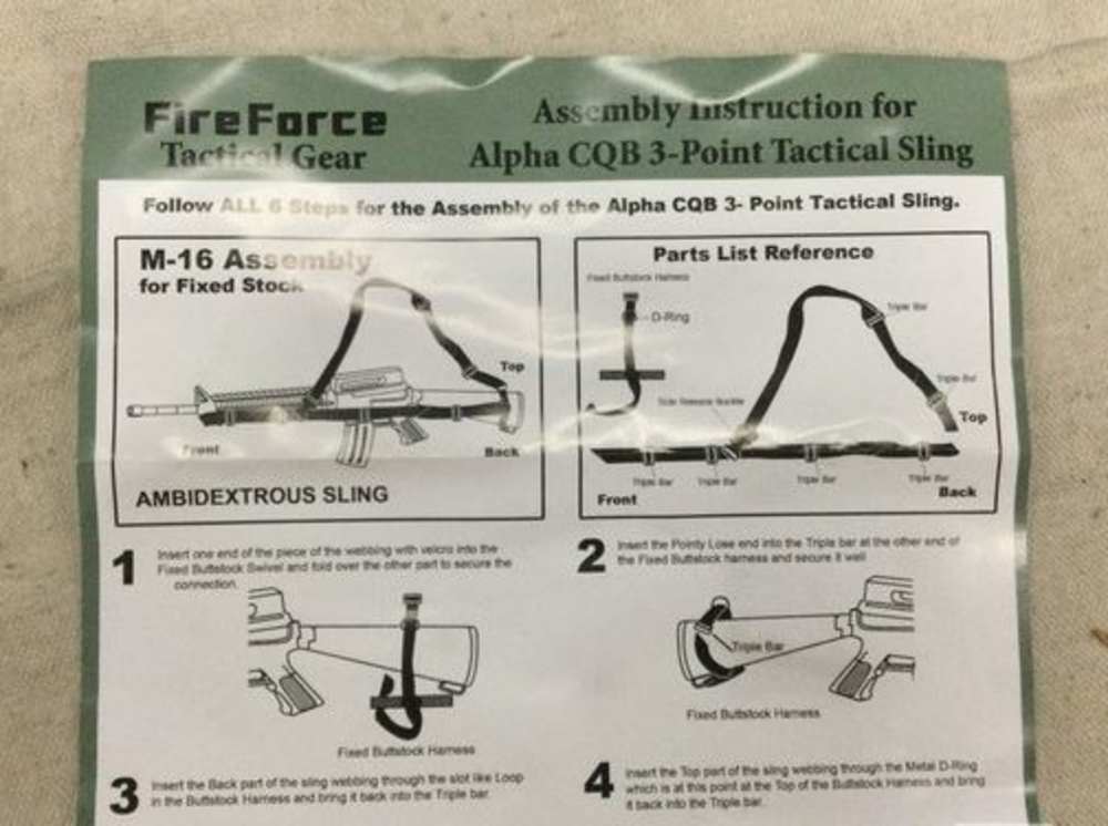 Fire Force Alpha CQB 3-Point Tactical Sling Ambidextrous Black *NEW*-img-1