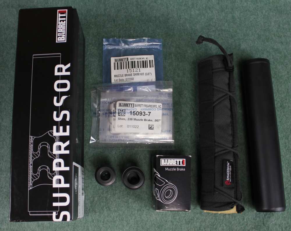 Barrett AM 338 Suppressor Like New Both 5/8x24 and 3/4x24 Brakes and Cover-img-1