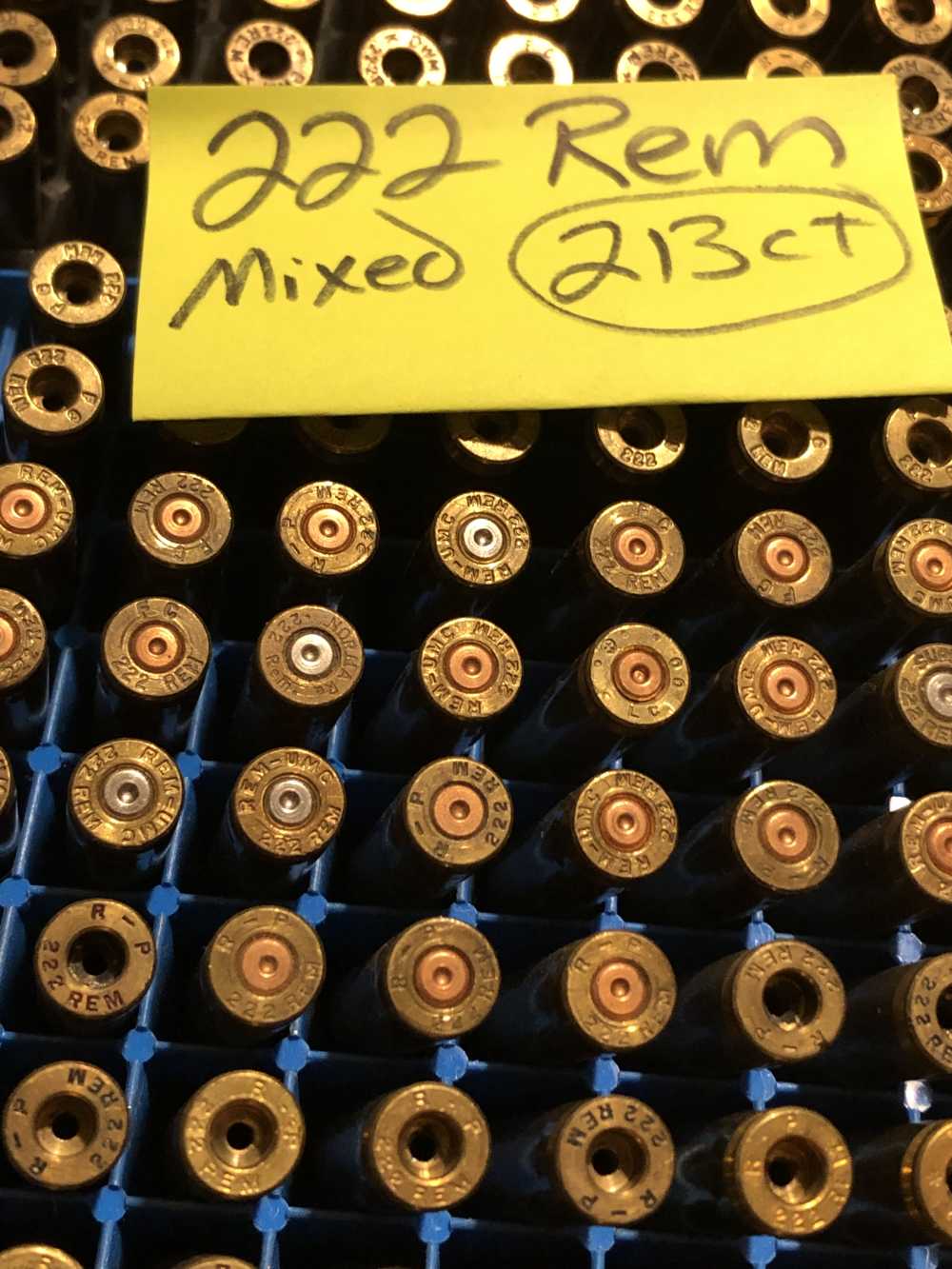222 Remington fired brass casings 213 count mixed headstamped -img-1