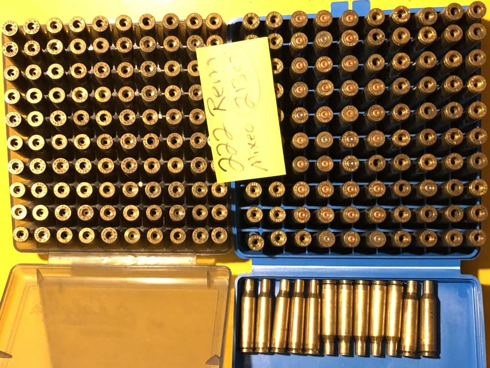 222 Remington fired brass casings 213 count mixed headstamped -img-0