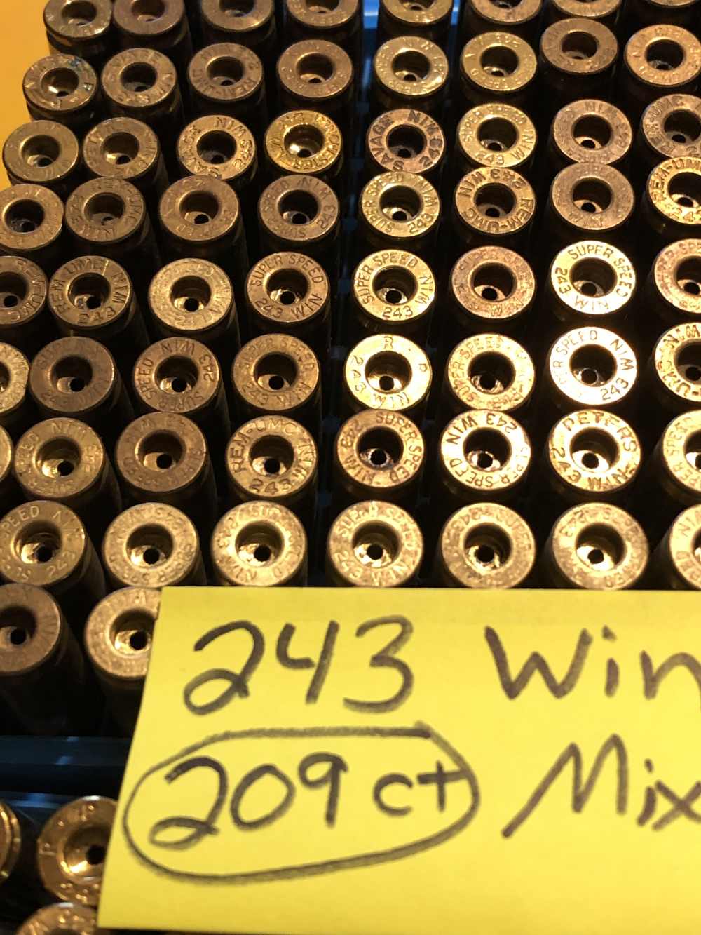 243 Winchester fired brass casings 209 count all brass mixed headstamped -img-3