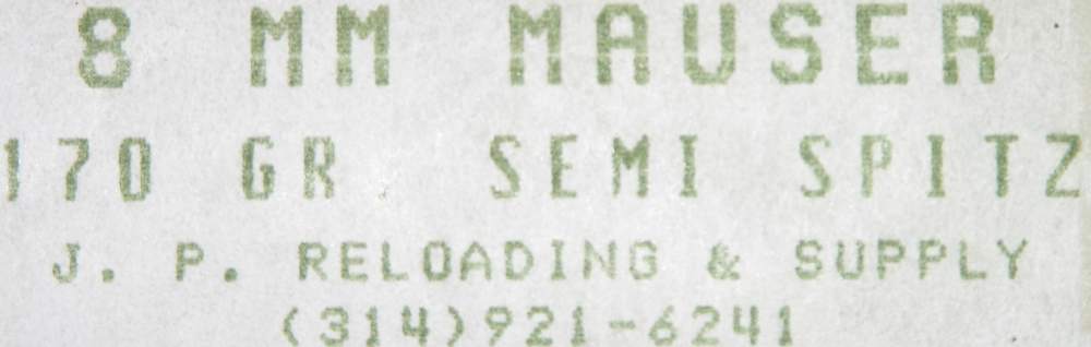JP Reloading 8mm Mauser 8x57mm 170 Grain Semi-Spitzer 20 Rounds-img-0